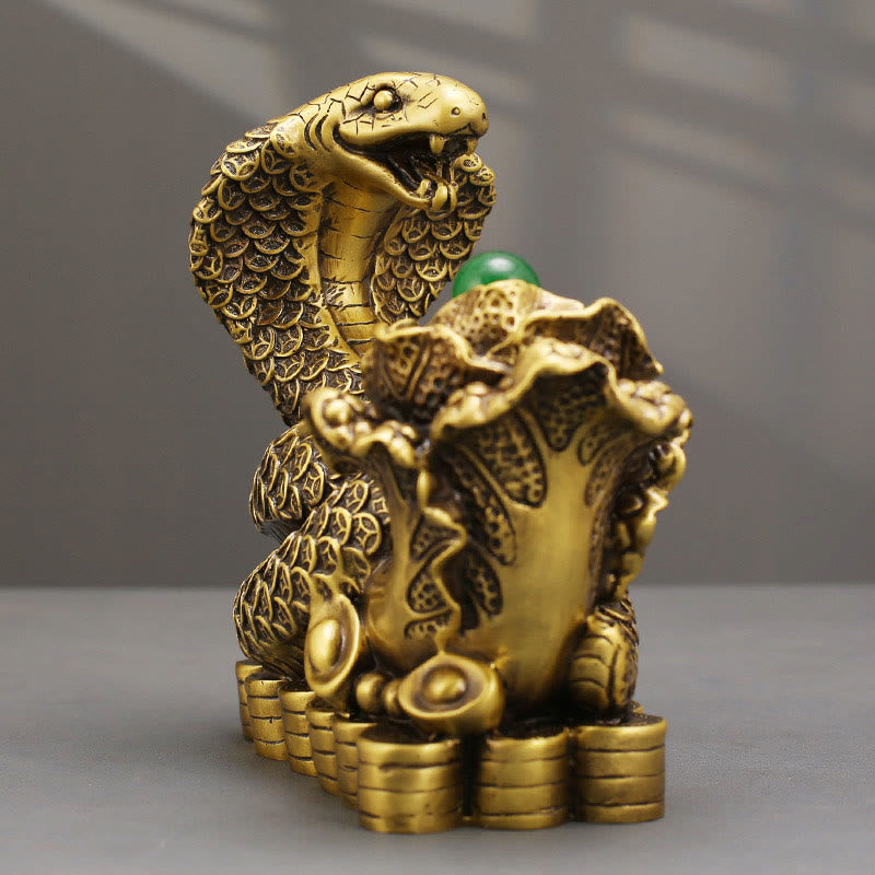 Figurine de serpent en laiton 19 cm, animal totem pour bénédictions spirituelles