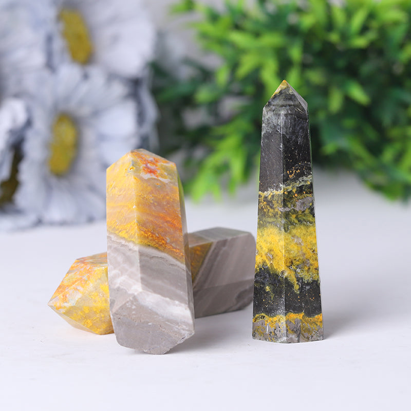 Bumble Bee Crystal Tower 2.3-4.5 in Healing Obelisk