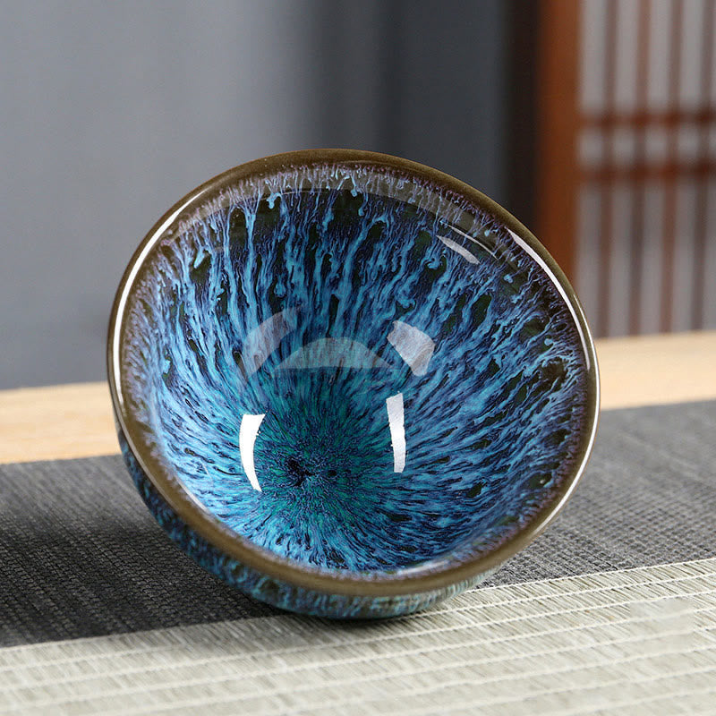 Tasse à thé en céramique multicolore Motif vagues océaniques | Décoration zen