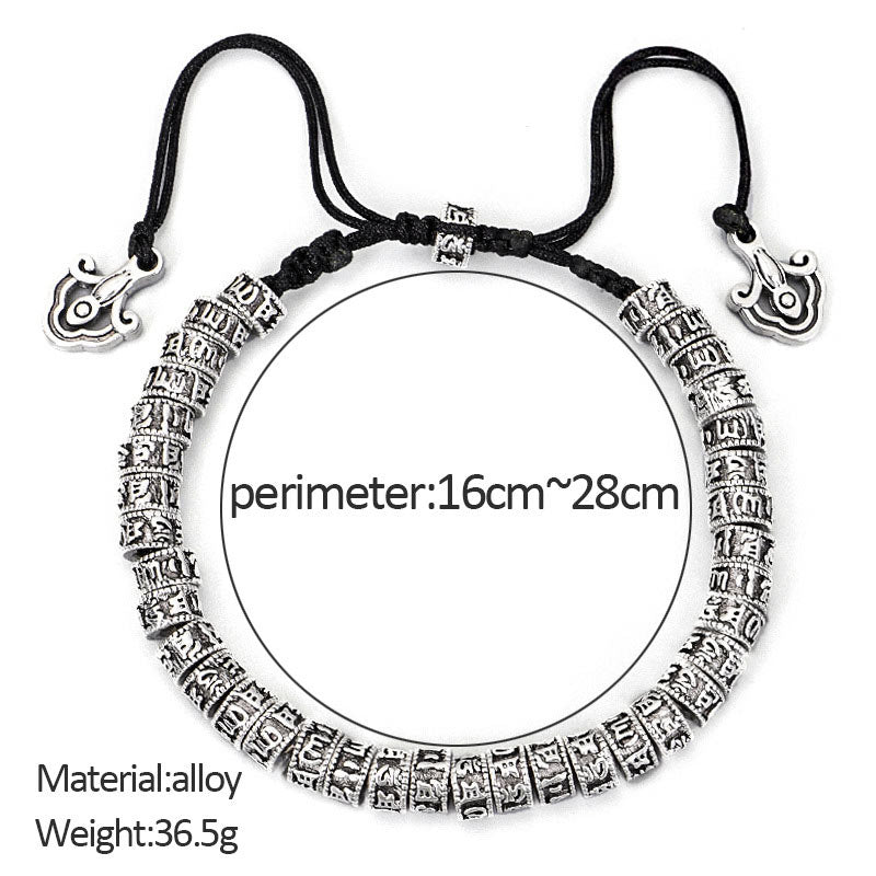 Bracelet réglable en alliage avec mantra Om Mani Padme Hum