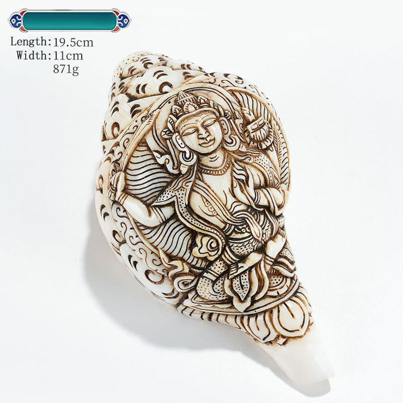 Tibetan Handmade Engraved Shankha Conch Shell Decoration