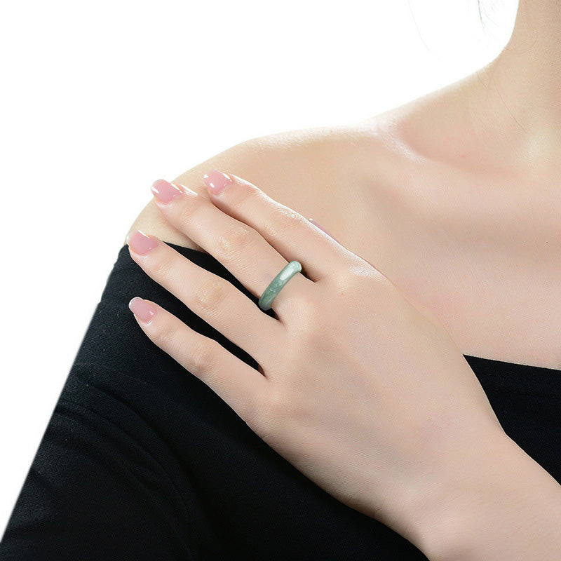 Bague de guérison en jade | Pierre naturelle, largeur 6,5 mm