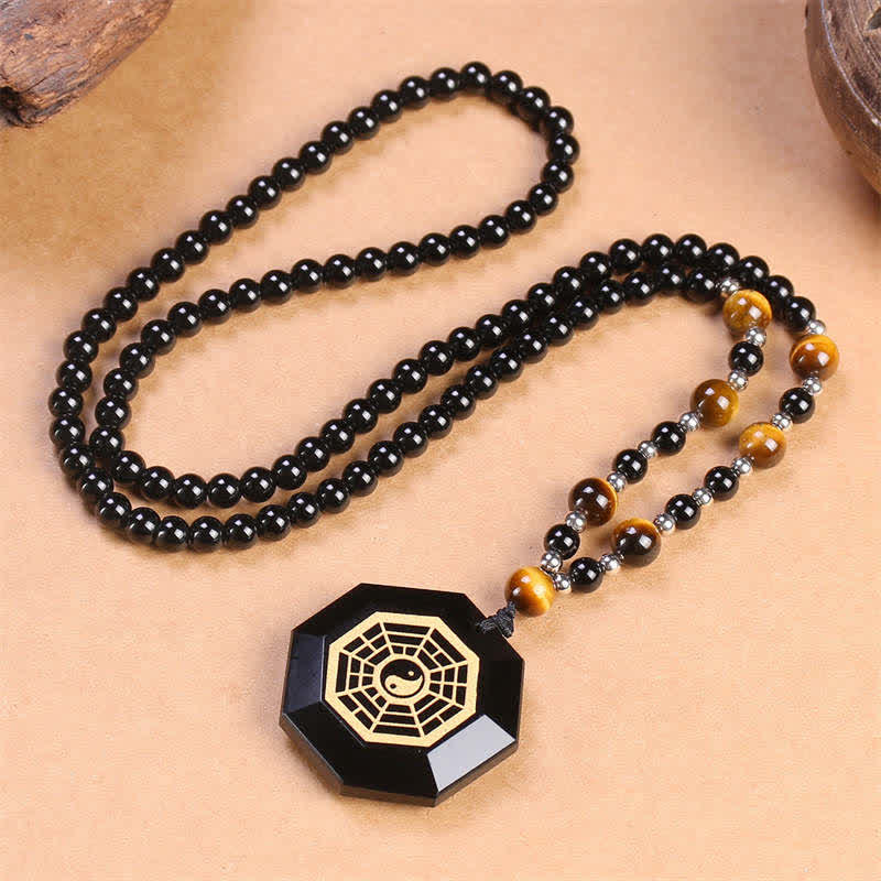 Collier Yin Yang en obsidienne noire | Purification et équilibre