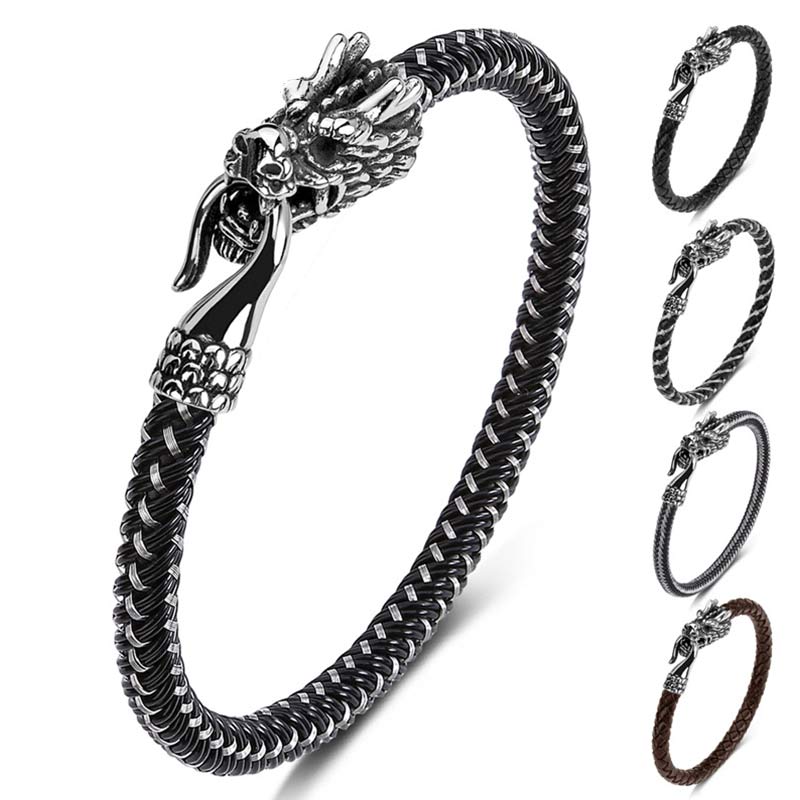 Titanium Steel Dragon Protection Luck Bracelet