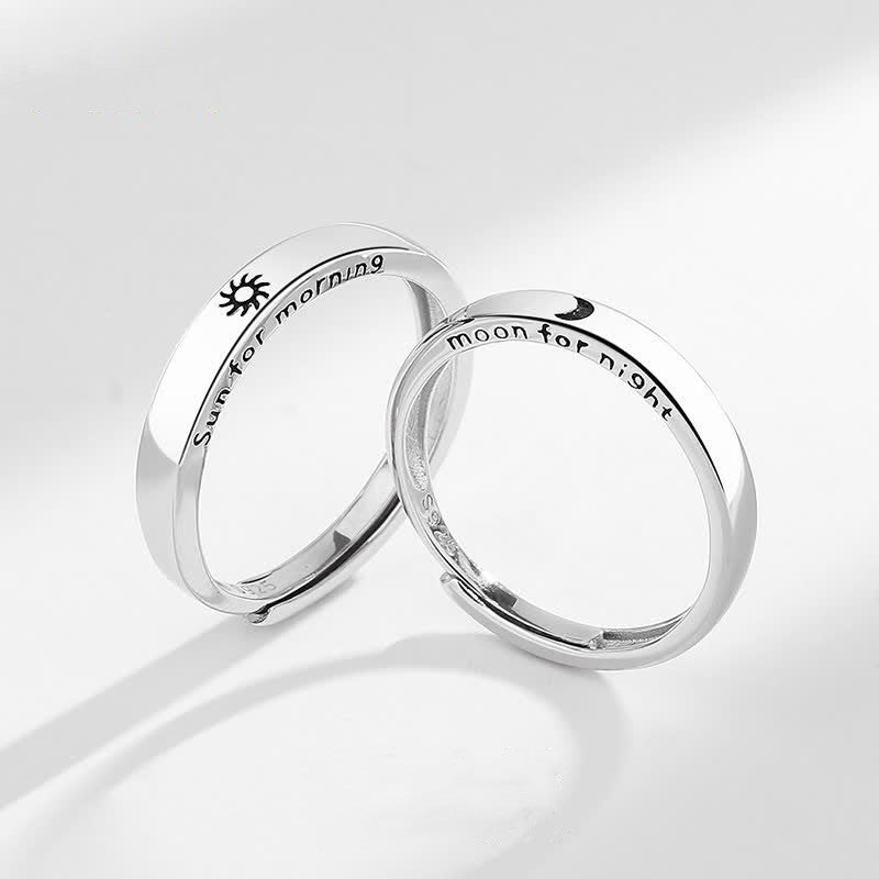 Bague de couple Yin Yang réglable en argent sterling 925