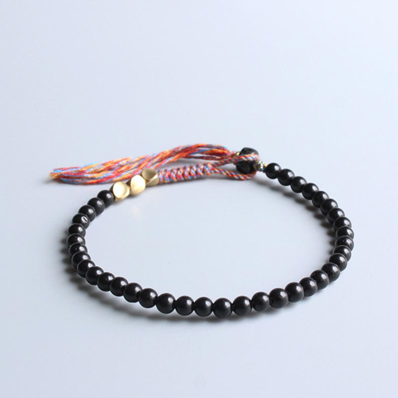 6.7-7in Black Onyx Tassel Bracelet | Protection & Strength