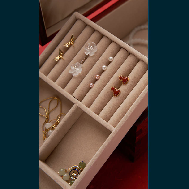 Coffret de rangement pour bijoux fait main en bois de santal rouge antique et palissandre