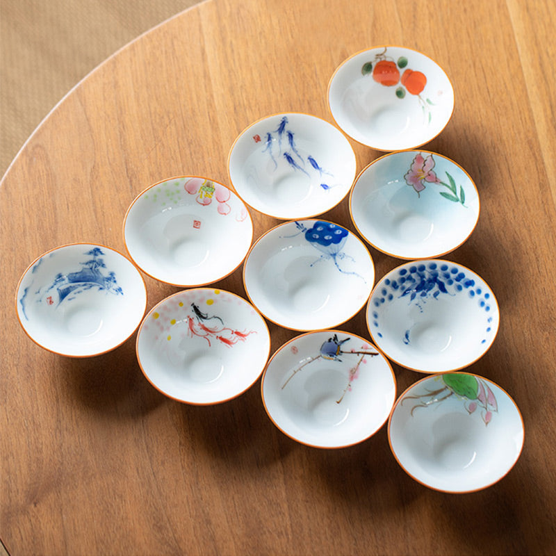 Tasse à thé en céramique Mandala Koi Fish Lotus 50 ml Harmony