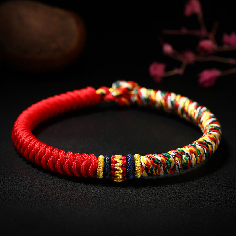 Multicolored Red String Bracelet with King Kong Knot for Protection