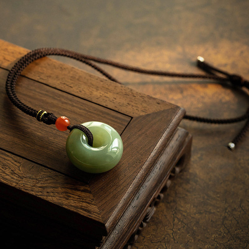 Natural Gray Jade Luck Necklace | Peace & Prosperity Pendant