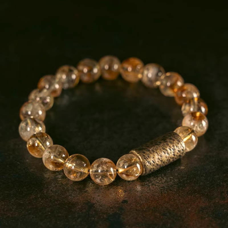 Bracelet de protection en citrine naturelle avec perles en laiton
