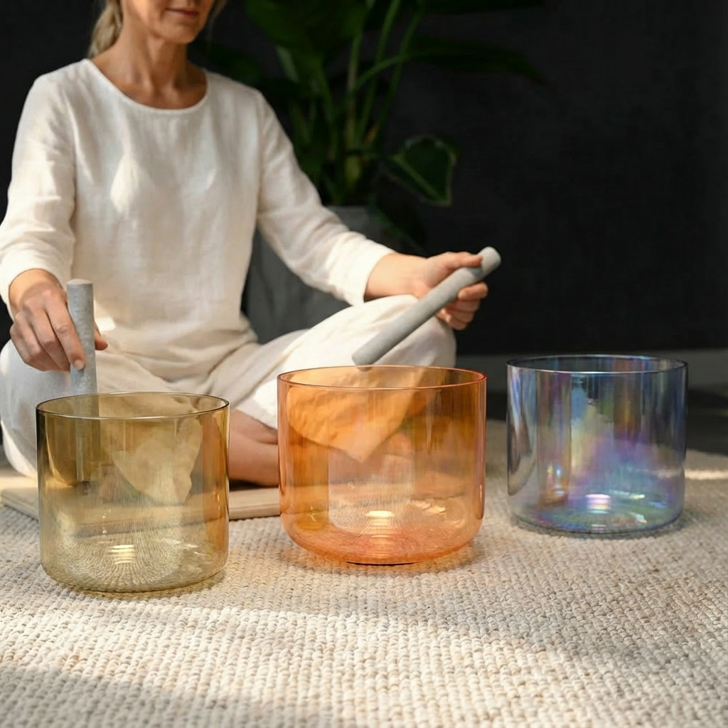 Ensemble de bols chantants en cristal de quartz de 6", 8", 10" pour la guérison