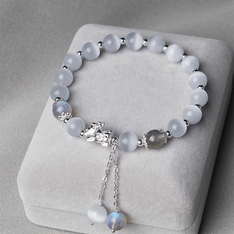 Bracelet de soutien spirituel en pierre de lune œil de chat naturelle