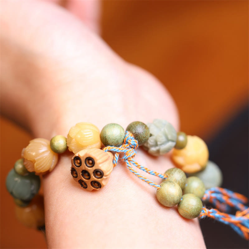 Bracelet Bodhi Seed Lotus Green Santal Sagesse Harmonie