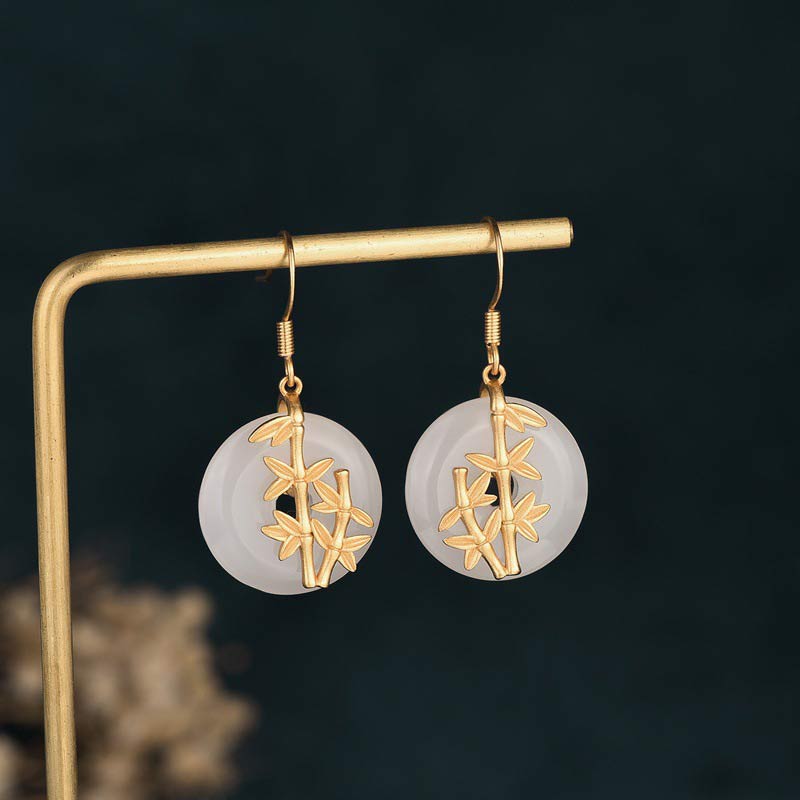 Boucles d'oreilles Fortune en jade blanc pour la protection et la chance
