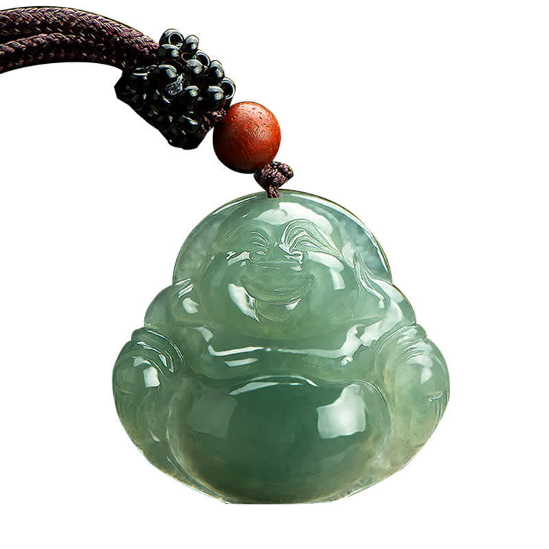 Collier pendentif en jade Bouddha rieur | Abondance et chance
