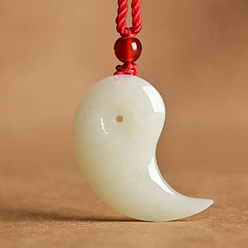 Collier de protection en jade blanc et jade cyan Yin Yang