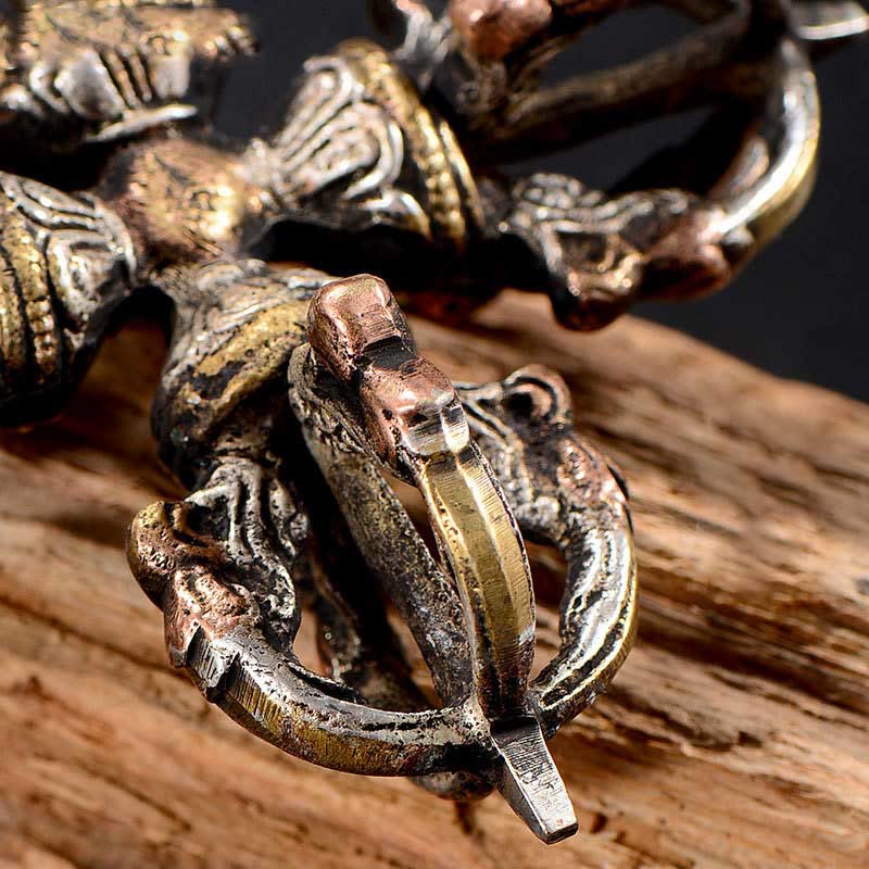 Vajra double Dorje fait main en cuivre et en fer pour la méditation