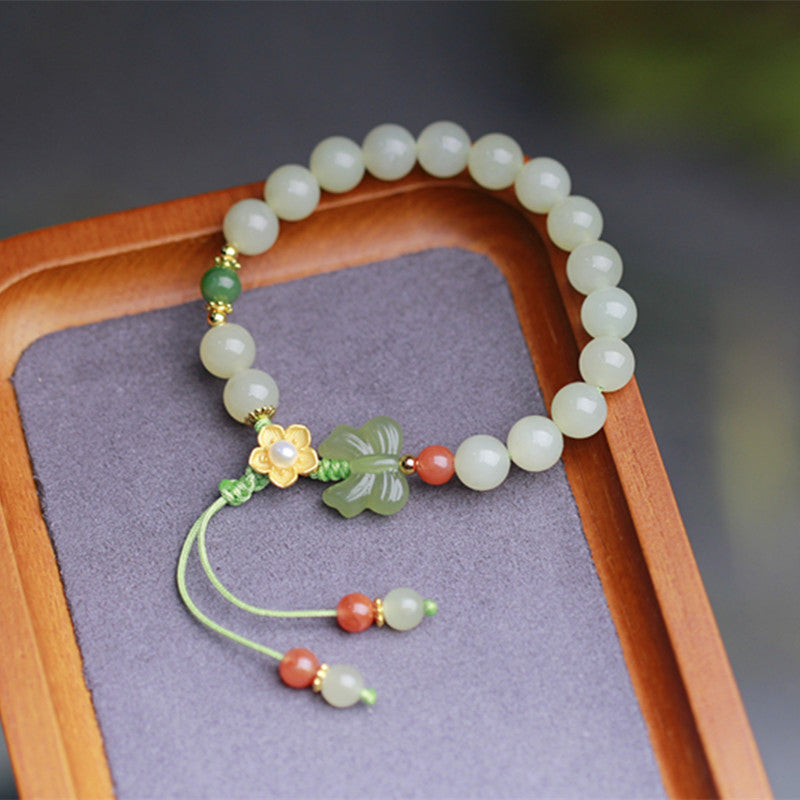 Bracelet porte-bonheur papillon en jade en argent sterling 925