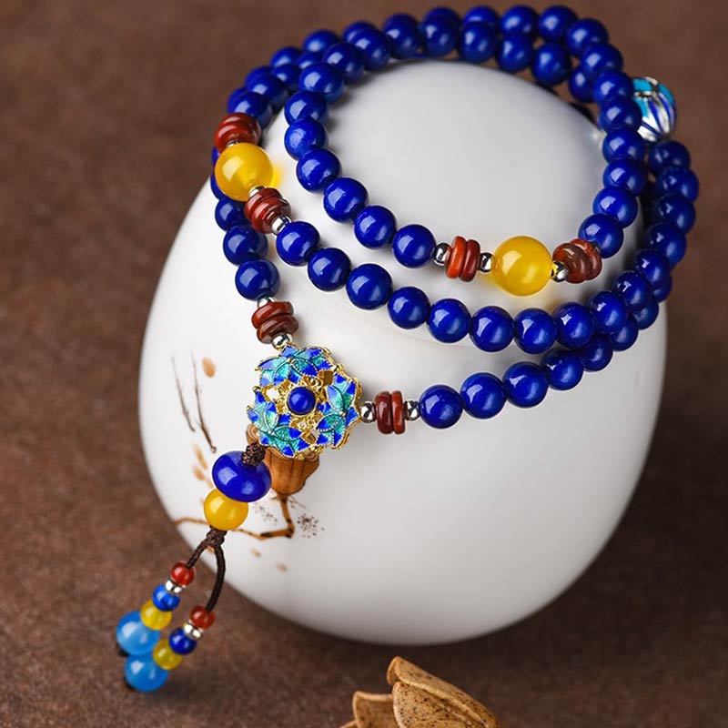 Bracelet positif en agate jaune lazurite pour la paix intérieure