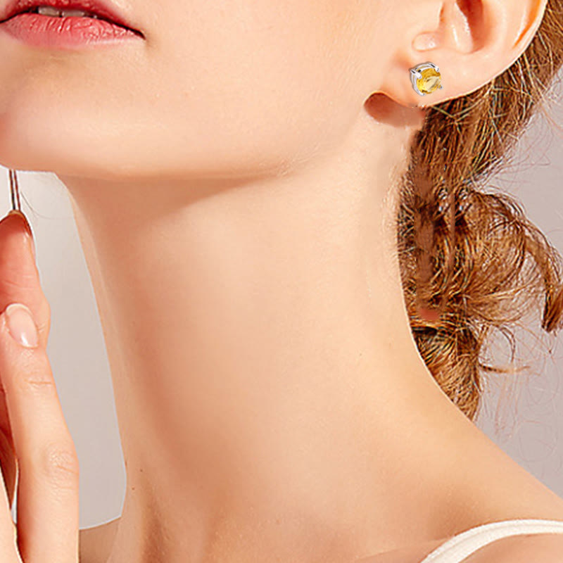 Boucles d'oreilles unisexes Love en améthyste naturelle avec diverses pierres précieuses 7 mm
