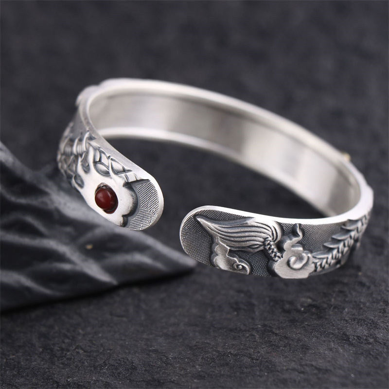 Bracelet de protection en argent sterling 999 avec force du dragon