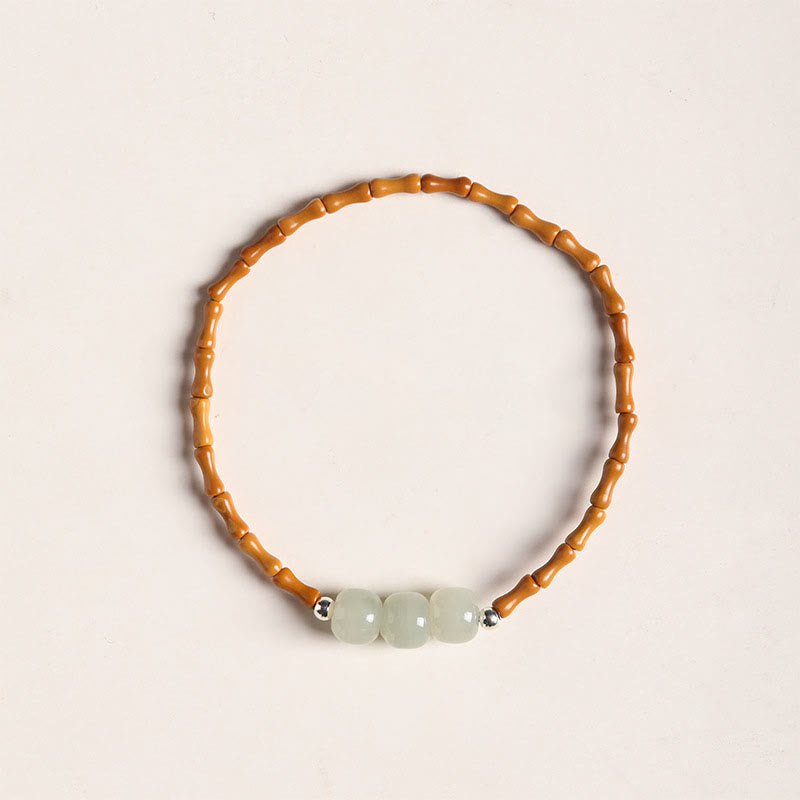 Bracelet porte-bonheur en jade Hetian et noyau d'olive, perles de 6 mm