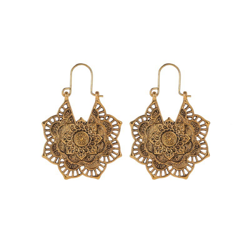 Boucles d'oreilles tibétaines Lotus en cuivre | Équilibre et guérison