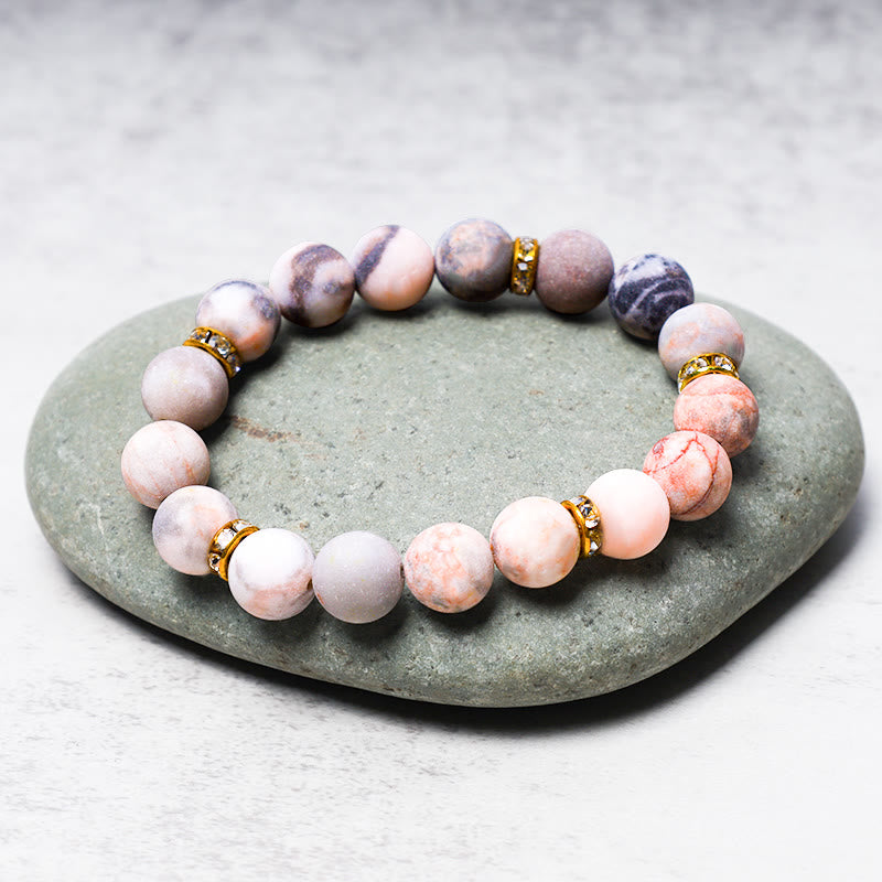 Bracelet anti-anxiété en jaspe zèbre de 10 mm