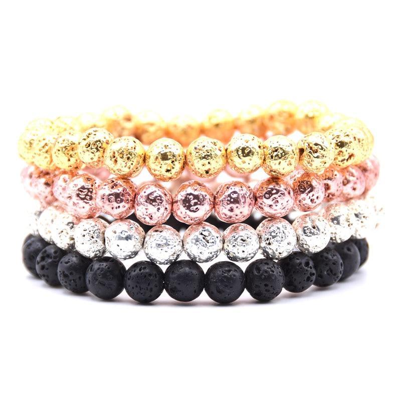 Bracelet Chakra en pierre de lave pour la relaxation et l'équilibre