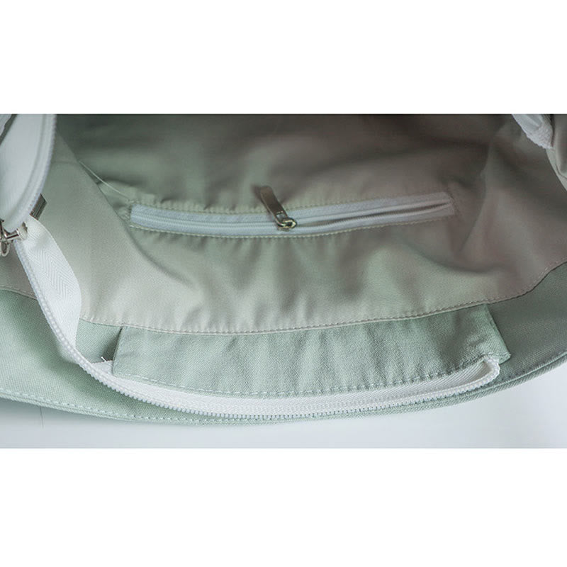 Sac fourre-tout en toile avec broderie de grue fleurie et de fleur de prunier