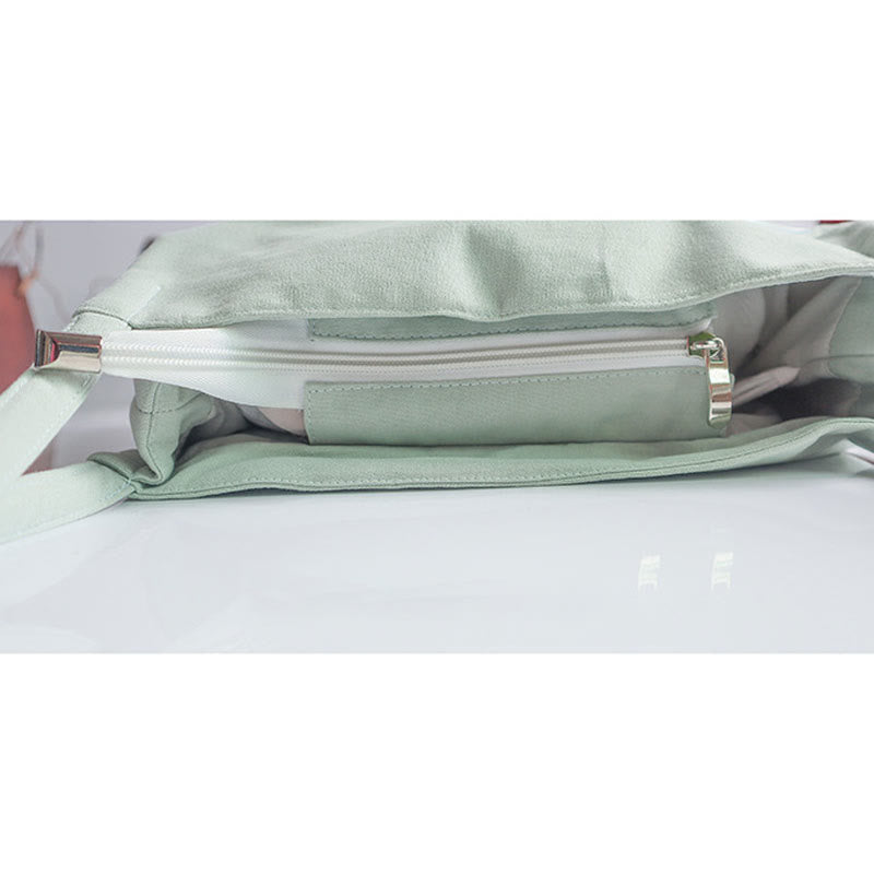 Sac fourre-tout en toile avec broderie de grue fleurie et de fleur de prunier