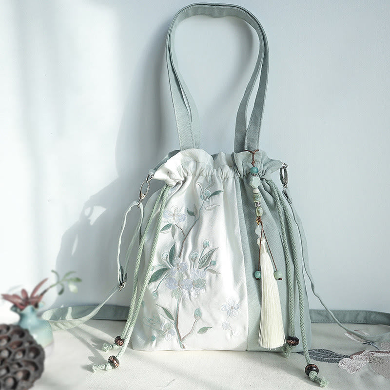 Sac fourre-tout en toile | Sac de transport pour tapis de yoga | Poire verte brodée 28 x 30 cm