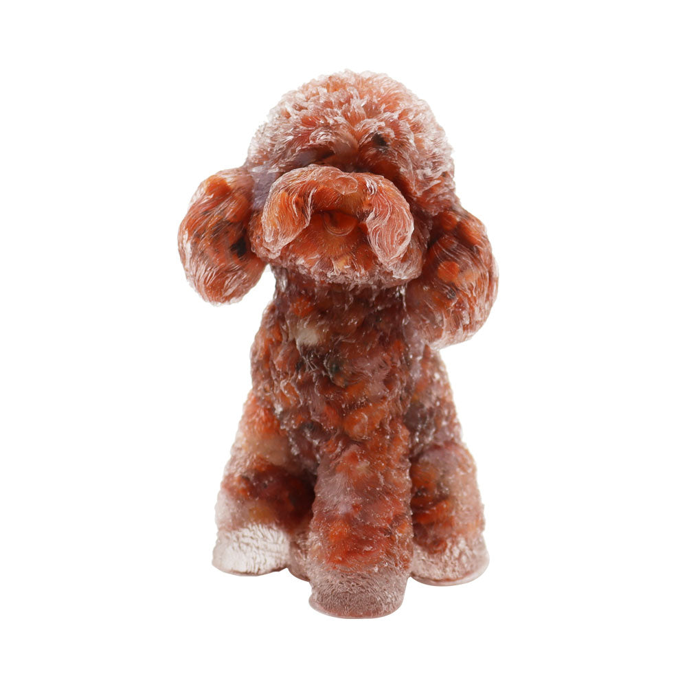 Carnelian Resin Toy Poodle Figurine 2-inch Spiritual Animal Statue