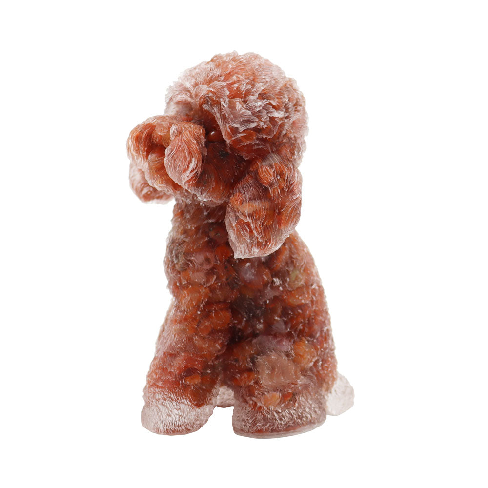 Carnelian Resin Toy Poodle Figurine 2-inch Spiritual Animal Statue
