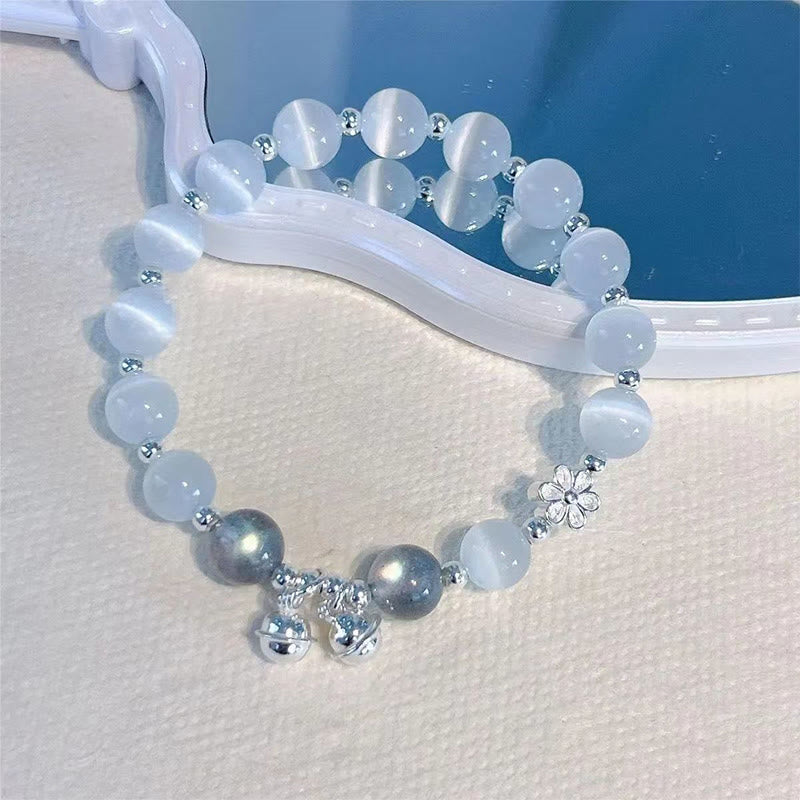 Bracelet de soutien du personnage Fu en cristal œil de chat et fleur de pêcher