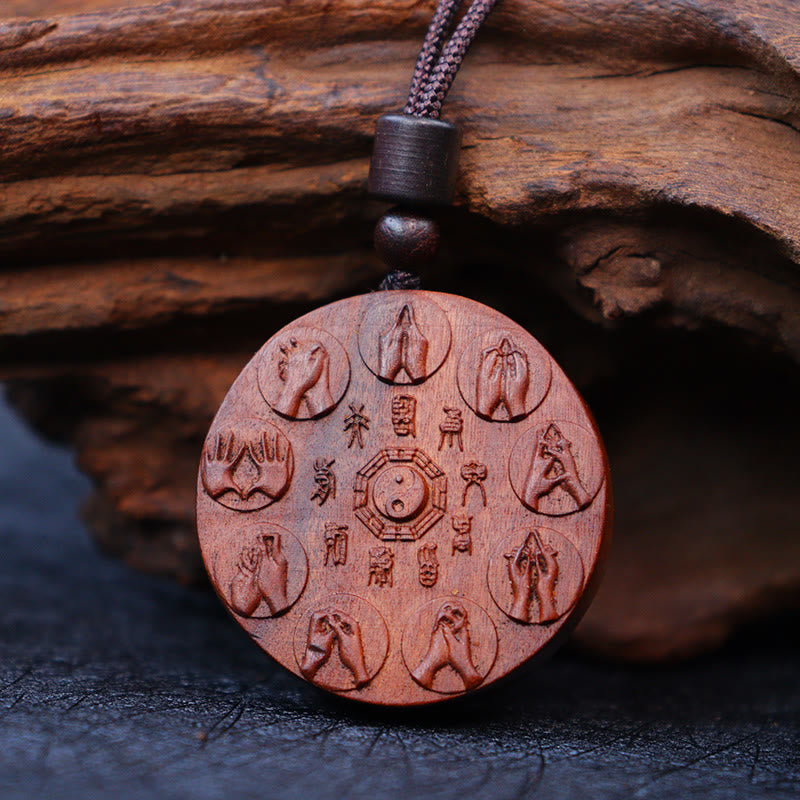 Pendentifs Yin Yang en bois de jujubier frappé par la foudre pour la protection