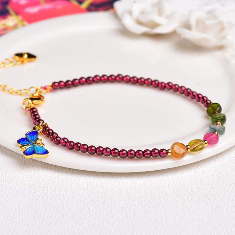 Bracelet de cheville de protection en tourmaline grenat pour l'équilibre