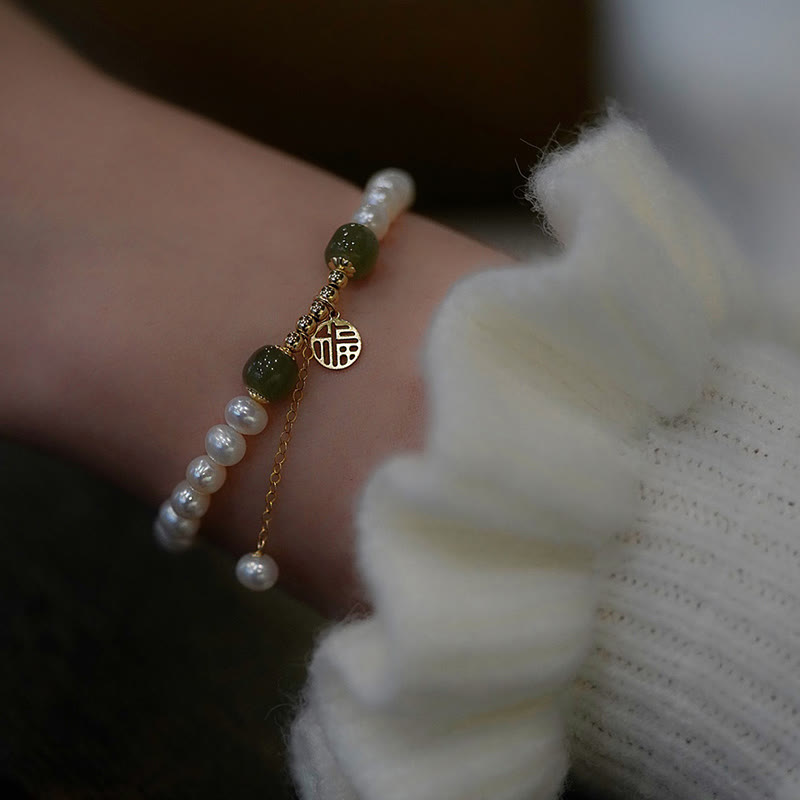 Bracelet en perles de jade Hetian pour le bonheur et la sagesse