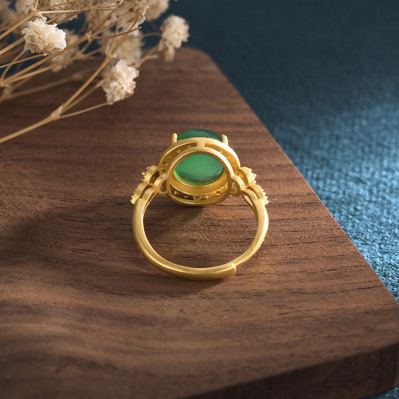 Bague porte-bonheur en jade vert 10 mm | Bague unisexe en jade