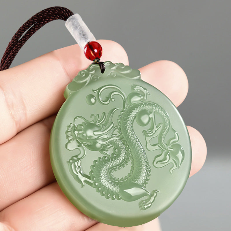 Chinese Zodiac Jade Dragon Luck Necklace for Prosperity