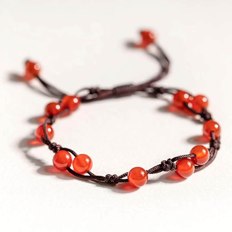 Calming Red Agate Moss Agate Cinnabar Bracelet