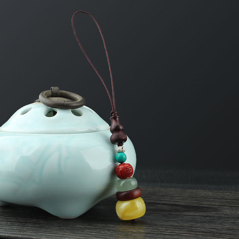 Décoration spirituelle à suspendre pour téléphone en bois de santal vert et ébène