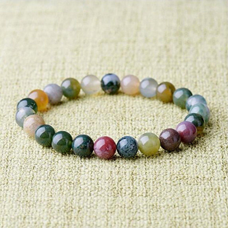 Bracelet en agate indienne 8 mm pour la chance et l'énergie calme