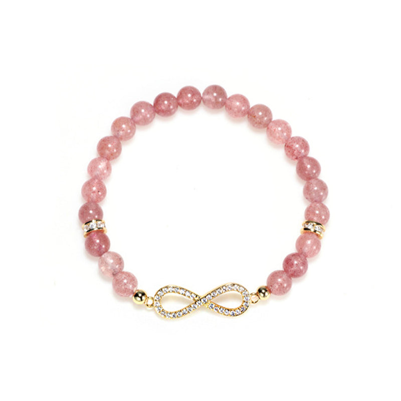 Bracelet spirituel de positivité en quartz fraise naturel de 7 mm