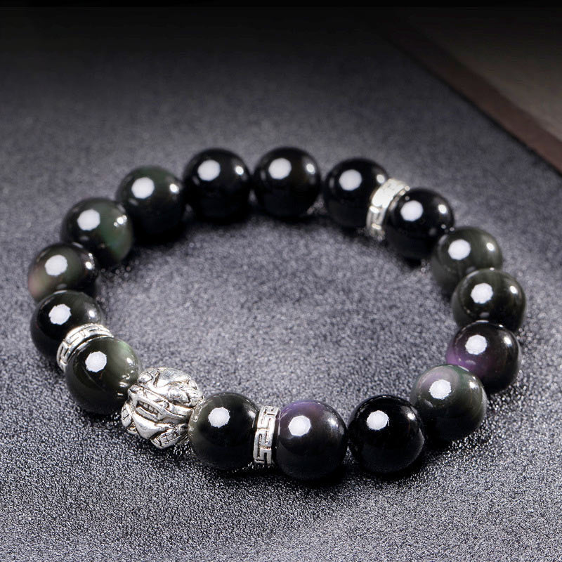12mm Rainbow Obsidian PiXiu Blessing FengShui Bracelet