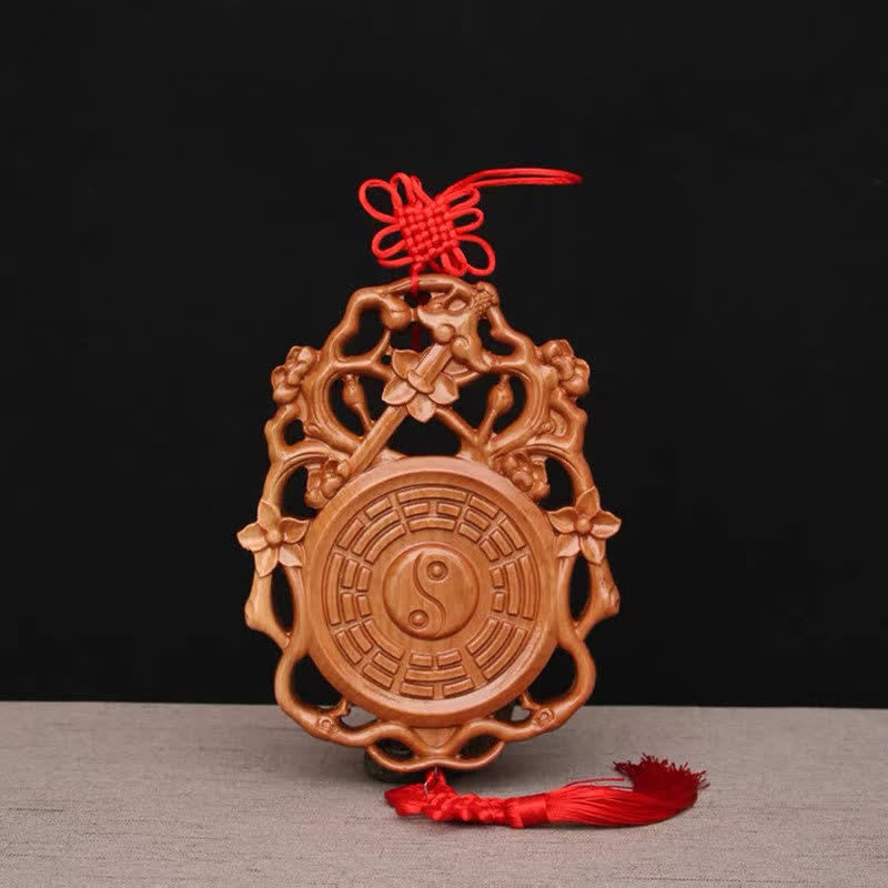 Peach Wood Feng Shui Bagua Map for Balance & Protection