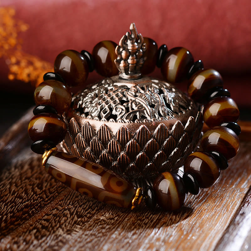 Bracelet de richesse et de protection en agate à neuf yeux