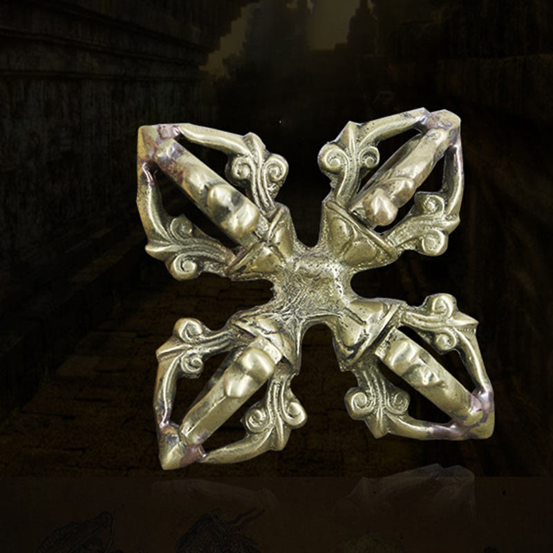 Rituel de force spirituelle double Dorje Vajra en cuivre de 6,7 cm