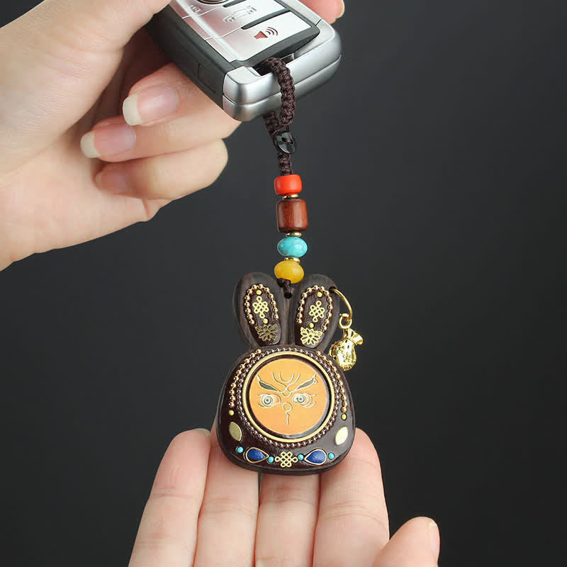 Porte-clés Thangka en ébène, cinq dieux de la richesse, bijoux spirituels